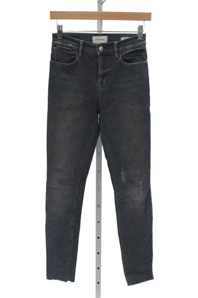 Frame Womens Skinny Gray Jeans Mid Rise Button Fly Cotton Size 25