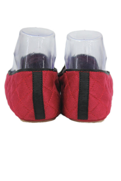 Patricia Green Womens Slip On Cotton Quilted Slippers Loafers Pink Black Size 7