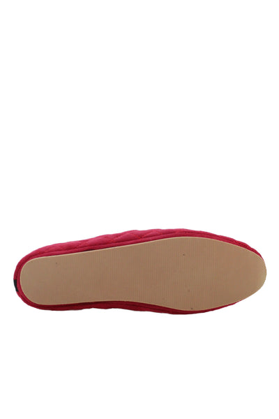 Patricia Green Womens Slip On Cotton Quilted Slippers Loafers Pink Black Size 7