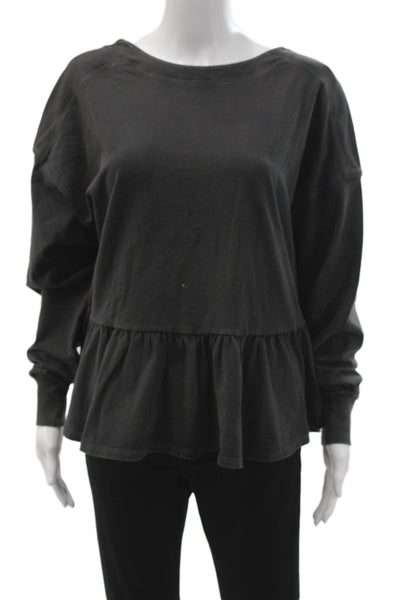 FP Movement Womens Pullover Long Sleeve Scoop Neck Black Athleisure Size S