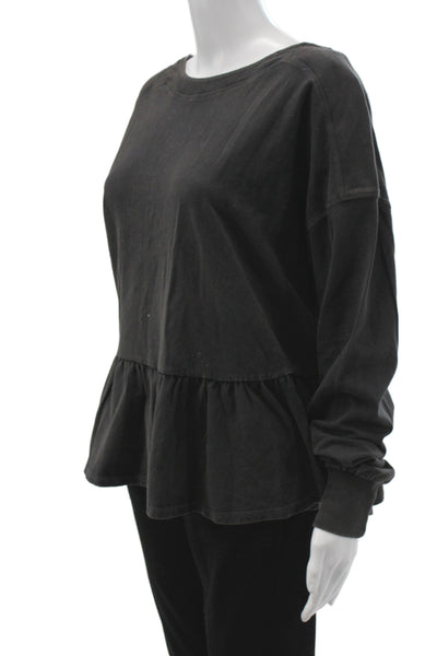 FP Movement Womens Pullover Long Sleeve Scoop Neck Black Athleisure Size S