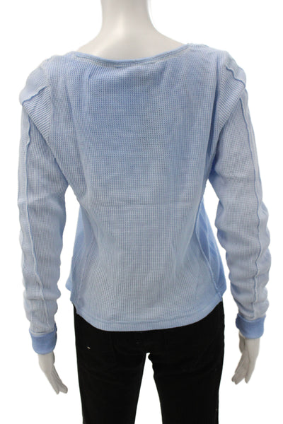 DKNY Jeans Womens Basic Blue Square Neck Long Sleeve T-Shirt Size M