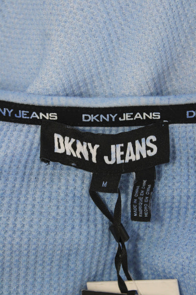 DKNY Jeans Womens Basic Blue Square Neck Long Sleeve T-Shirt Size M