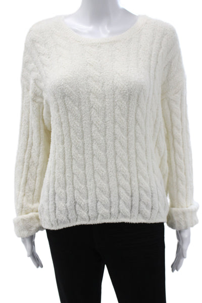 Z Supply Womens Pullover Sweater White Round Neck Long Sleeve Size M