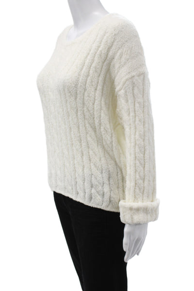 Z Supply Womens Pullover Sweater White Round Neck Long Sleeve Size M