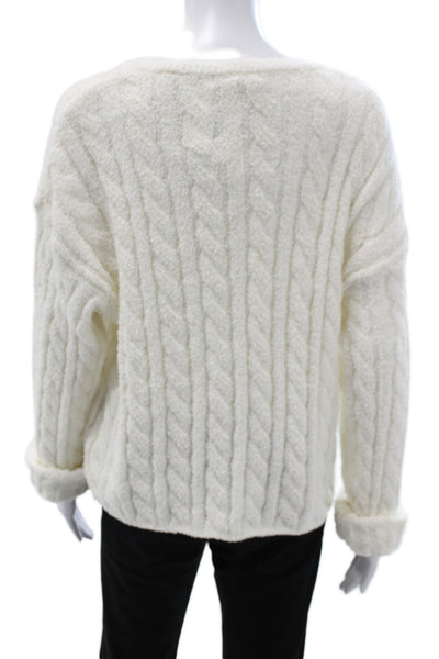 Z Supply Womens Pullover Sweater White Round Neck Long Sleeve Size M