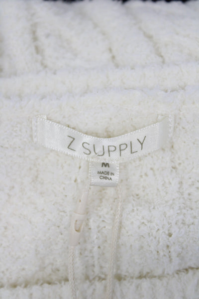 Z Supply Womens Pullover Sweater White Round Neck Long Sleeve Size M