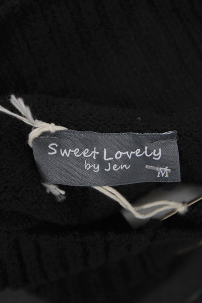 Sweet Lovely Women Henley Sweater Black Long Sleeve Acrylic Size M