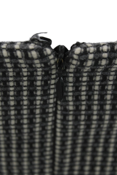 Jill Stuart Womens Fit Flare Black Check Wool Dress Short Sleeve Size 0
