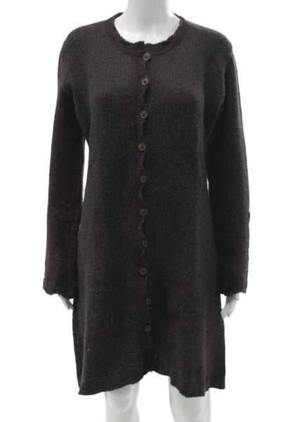 Lilith Womens Cardigan Brown 100% Wool Long Sleeve Round Neck Size XL