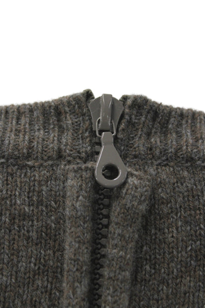 Chloe Womens Sweater Dress Brown Wool Long Sleeve Zip Crew Neck Size XS