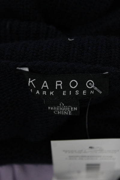 Karoo Mark Eisen Womens Turtleneck Pullover Sweater Blue 3/4 Sleeve Size 0