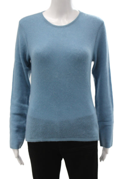 White + Warren Women Blue 100% Cashmere Crew Neck Sweater Size M