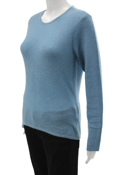 White + Warren Women Blue 100% Cashmere Crew Neck Sweater Size M