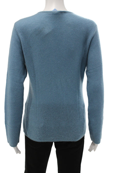 White + Warren Women Blue 100% Cashmere Crew Neck Sweater Size M