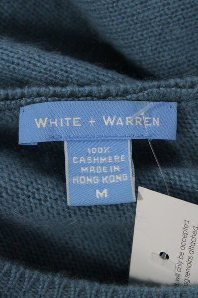 White + Warren Women Blue 100% Cashmere Crew Neck Sweater Size M