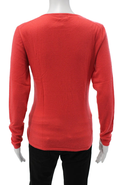 Tse Women V-Neck 90% Cashmere Pullover Sweater Red Long Sleeve Size M