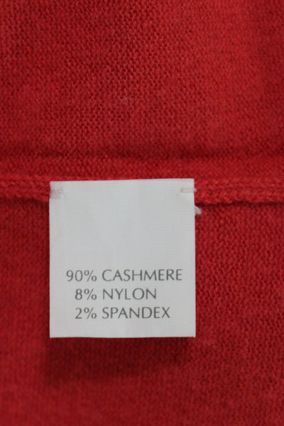 Tse Women V-Neck 90% Cashmere Pullover Sweater Red Long Sleeve Size M