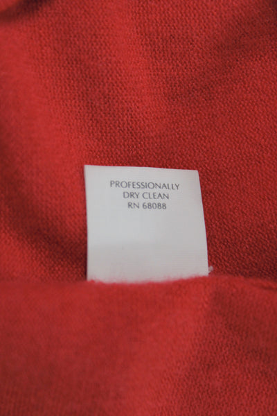Tse Women V-Neck 90% Cashmere Pullover Sweater Red Long Sleeve Size M