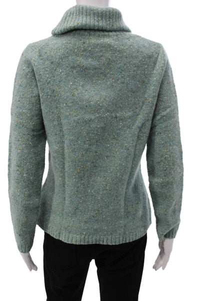 Cullen Womens Pullover Blue Cowl Neck Long Sleeve Solid Acrylic Size S