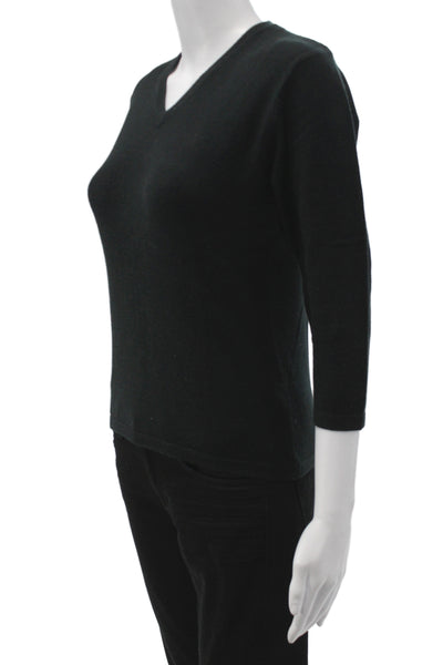 525 Womens Pullover Sweater Black V-Neck 3/4 Sleeve Size M