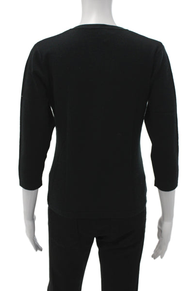 525 Womens Pullover Sweater Black V-Neck 3/4 Sleeve Size M