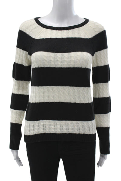 Sanctuary Womens Black Striped Scoop Neck Pullover Sweater Long Sleeve Size S