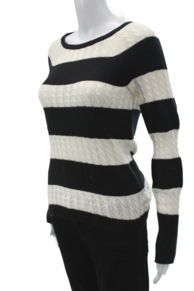 Sanctuary Womens Black Striped Scoop Neck Pullover Sweater Long Sleeve Size S