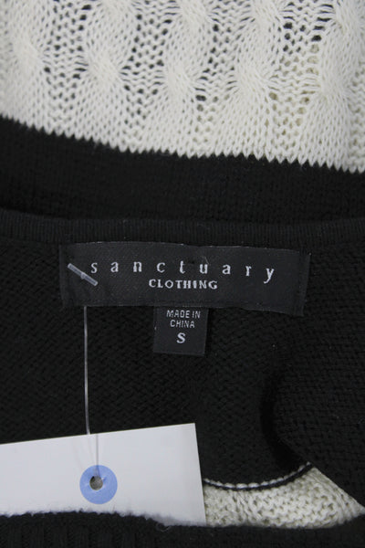 Sanctuary Womens Black Striped Scoop Neck Pullover Sweater Long Sleeve Size S