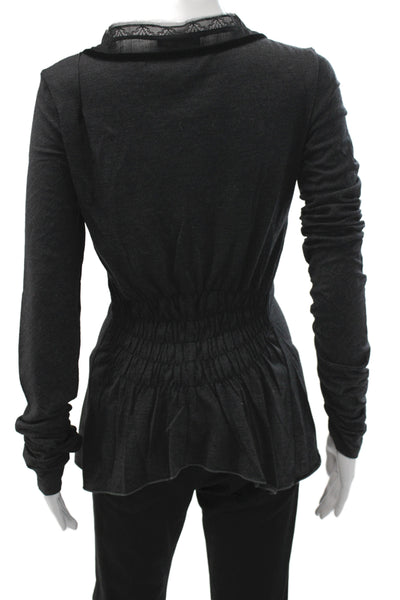 Marithe & Francois Girbaud Women Tunic Gray V-Neck Longsleeve Wool Size 44