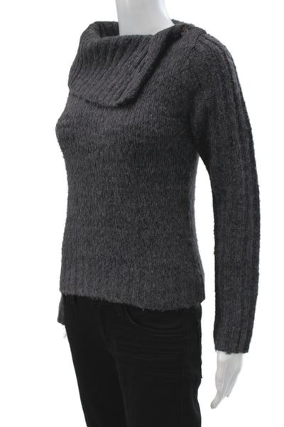 Beth Bowley Womens Cashmere Cowl Neck Pullover Sweater Gray Long Sleeve Size M
