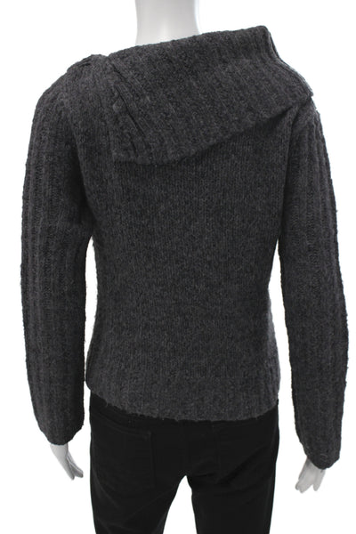 Beth Bowley Womens Cashmere Cowl Neck Pullover Sweater Gray Long Sleeve Size M