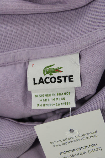 Lacoste Mens Short Sleeve Collared Cotton Shirt Purple Size 7