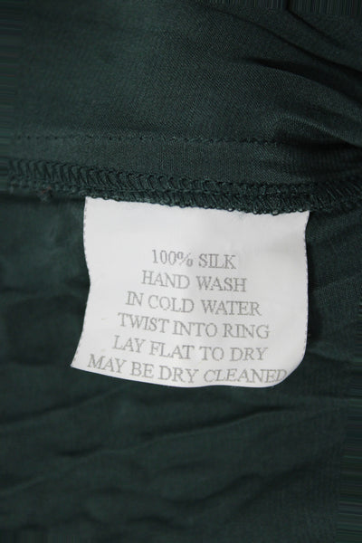 Tree Women Basic Green Silk V-Neck Sleeveless Blouse Size M