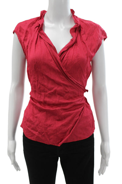 Zapa Womens Red V Neck Tie Blouse Basic Summer Size 38