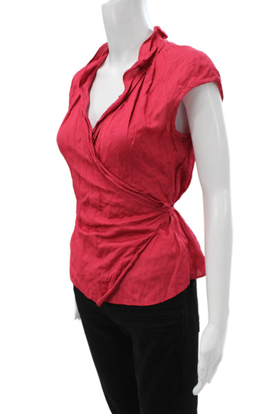Zapa Womens Red V Neck Tie Blouse Basic Summer Size 38