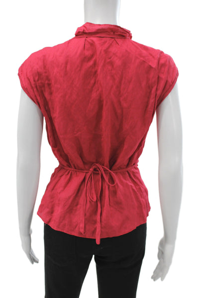 Zapa Womens Red V Neck Tie Blouse Basic Summer Size 38