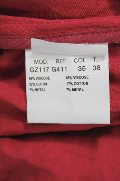 Zapa Womens Red V Neck Tie Blouse Basic Summer Size 38