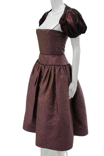 Peter Soronen Women Fit & Flare Silk Square Neck Mini Dress Zip Size S