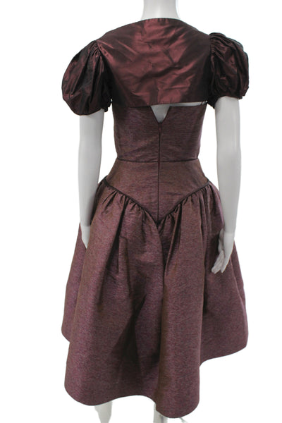 Peter Soronen Women Fit & Flare Silk Square Neck Mini Dress Zip Size S