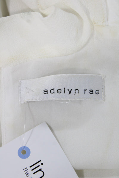 Adelyn Rae Womens White V-Neck Sleeveless Jumpsuit Button Size S