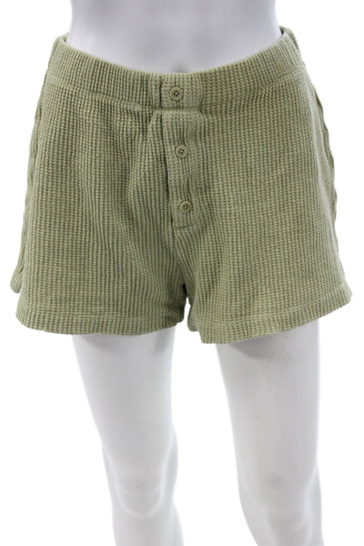 Reformation Womens Sweat Shorts Green 100% Cotton Button Size S