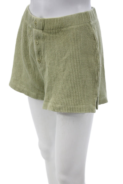 Reformation Womens Sweat Shorts Green 100% Cotton Button Size S