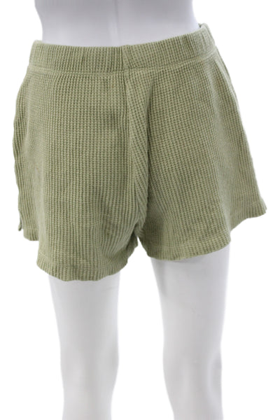 Reformation Womens Sweat Shorts Green 100% Cotton Button Size S