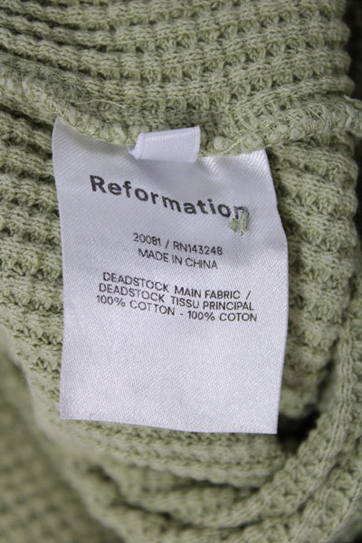 Reformation Womens Sweat Shorts Green 100% Cotton Button Size S