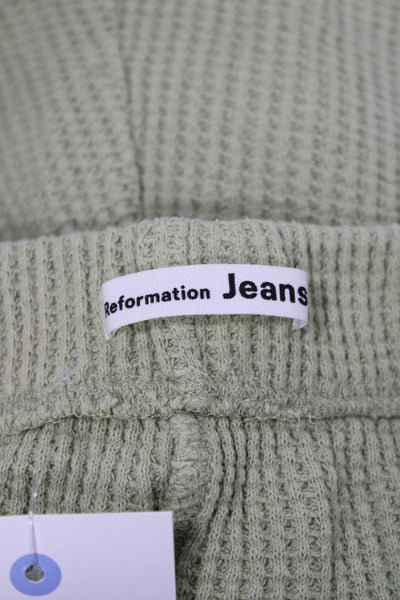 Reformation Womens Sweat Shorts Green 100% Cotton Button Size S