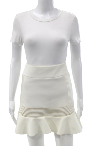 Robert Rodriguez Womens Striped White V-Neck Sleeveless Skirt Set Zip Size 0