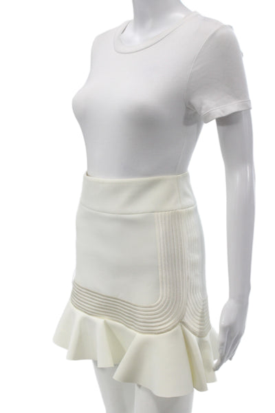 Robert Rodriguez Womens Striped White V-Neck Sleeveless Skirt Set Zip Size 0