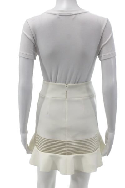 Robert Rodriguez Womens Striped White V-Neck Sleeveless Skirt Set Zip Size 0