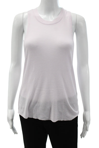 Alo Womens Basic Ribbed Sleeveless Crew Neck Pink Tank Size S
